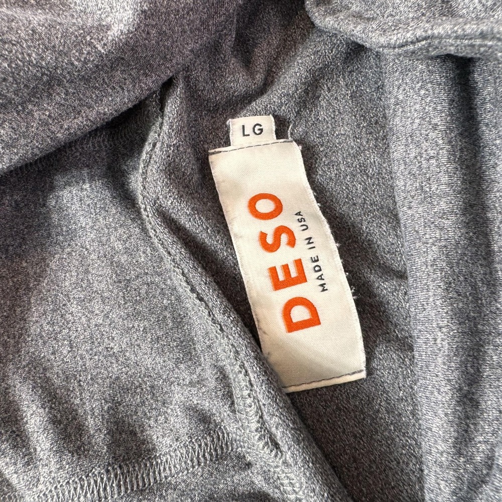 DESO Hoodie Womens Large Gray Lightweight Pullover Longline Wrap Hem Made USA - Picture 4 of 9